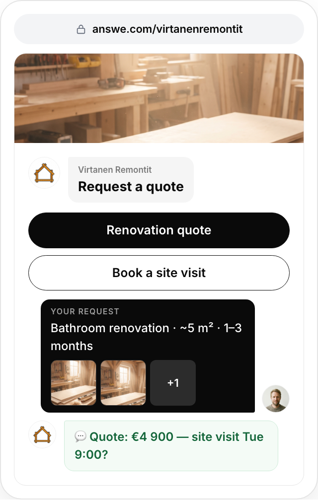 Quote — Get quote requests with photos, from one link